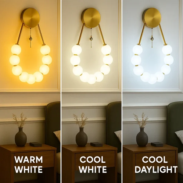 Gold necklace wall light