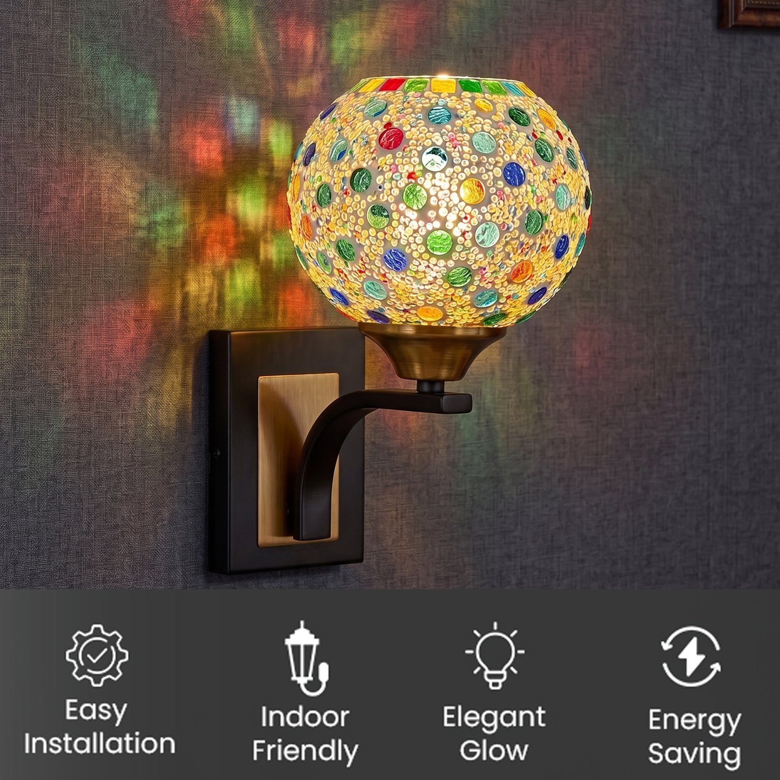 Luxury Gold Handcrafted Glass Wall Light - Image 2