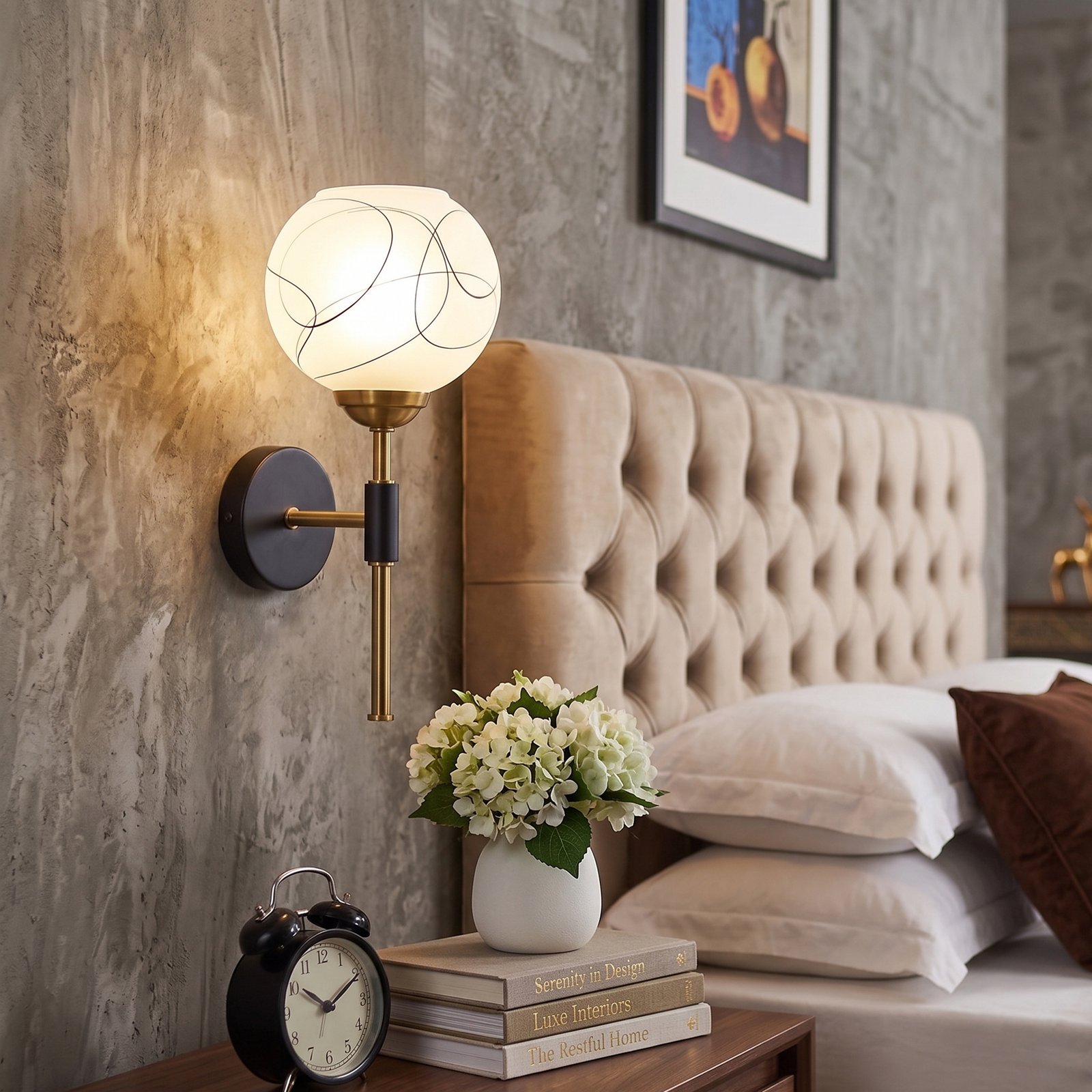 Rustic Wood & Handcrafted Glass Wall Lamp - Image 3