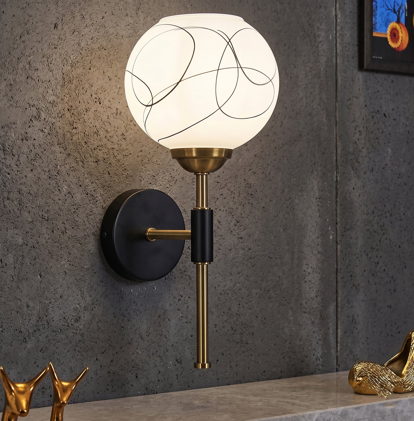 Rustic Wood & Handcrafted Glass Wall Lamp - Image 5