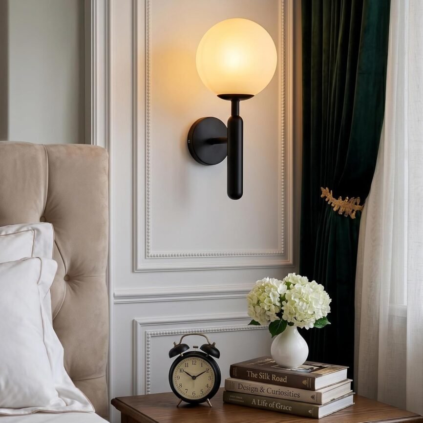 Modern Black & White Glass Wall Light