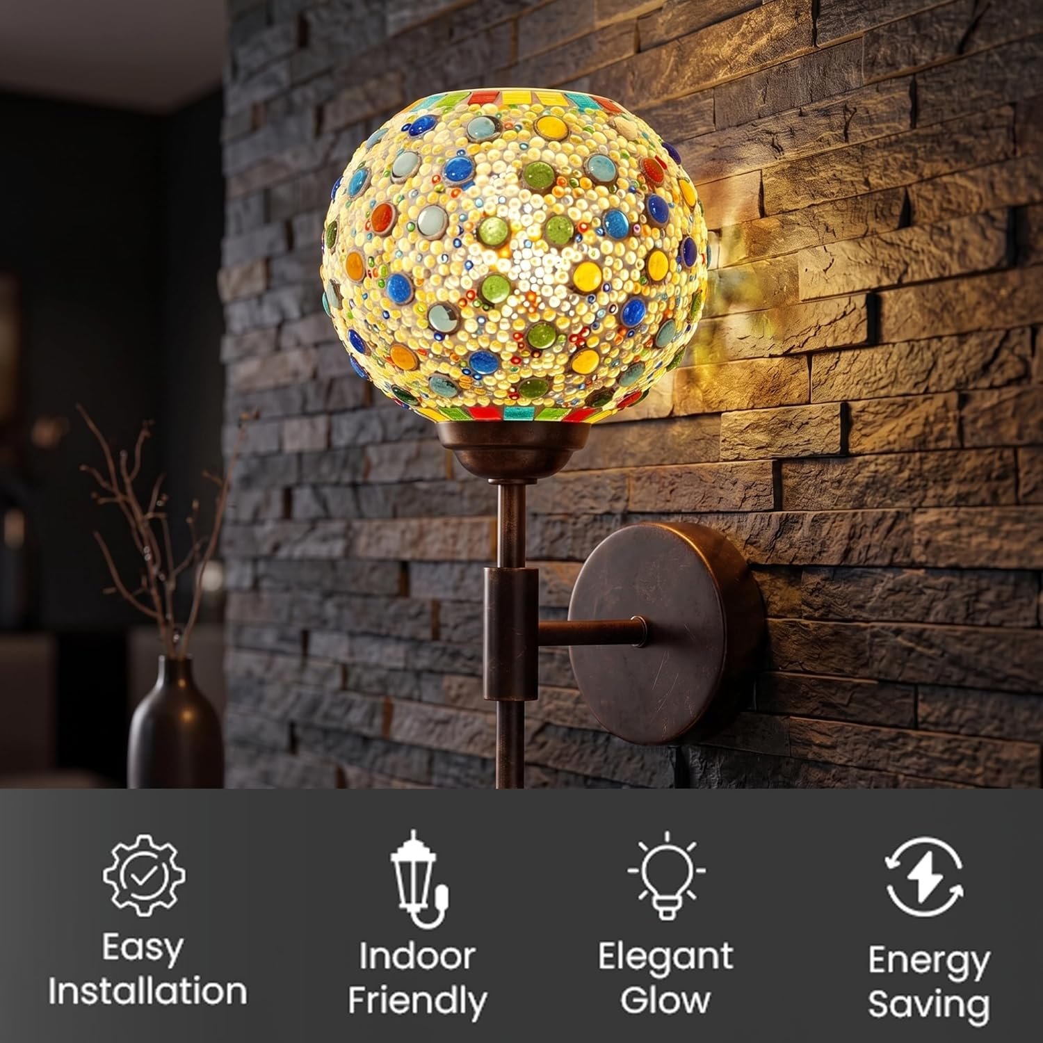 Mosaic Glass Globe Wall Light - WL 59 - Image 4