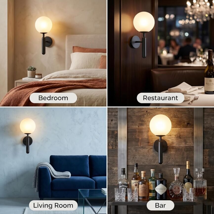 Modern Black & White Glass Wall Light