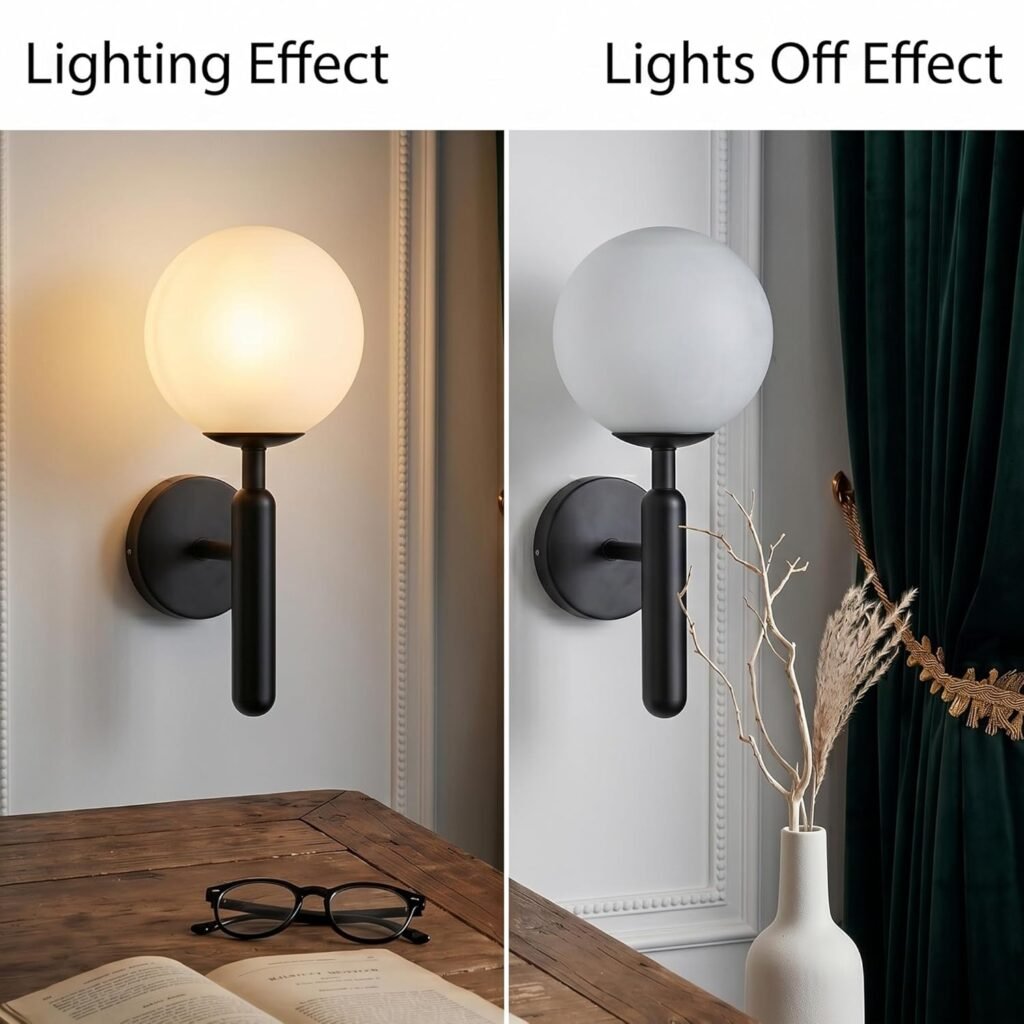 Modern Black & White Glass Wall Light