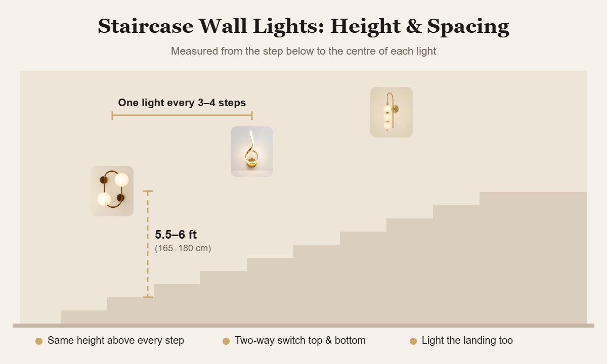 Staircase wall lights height and spacing guide